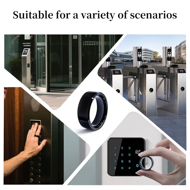 Alt view image 7 of 7 - RFID Rewritable Ring RFID Dual Frequency Ring Black US#13 RFID Ring, 13.56MHz CUID&125KHz T5577 Access Key Cards in One Ring, Ceramic Smart Finger Ring Wear for Men or Women