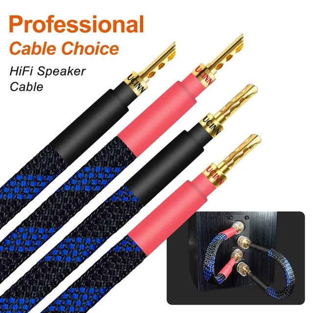 Alt view image 7 of 7 - 11 AWG HiFi Gold Plated Speaker Wire, 20cm Audiophile OFC with BFA Banana Plugs, 4 Pack for HiFi Audio System, Bi-Wire Speaker Cables