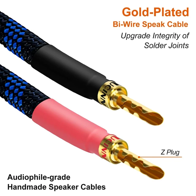 Alt view image 6 of 7 - 11 AWG HiFi Gold Plated Speaker Wire, 20cm Audiophile OFC with BFA Banana Plugs, 4 Pack for HiFi Audio System, Bi-Wire Speaker Cables