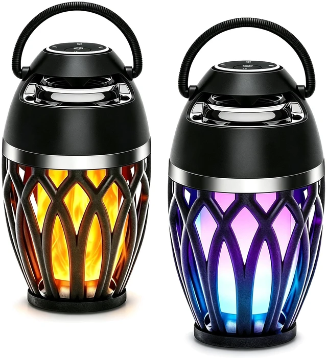 Main image of Outdoor Bluetooth Speaker LED Flame Lantern Portable Wireless Audio Speaker Dual Light Modes: Flame & RGB Lights, Rechargeable, HD Stereo Sound Speaker Wireless for Patio Camping Backyard (2 Pack)