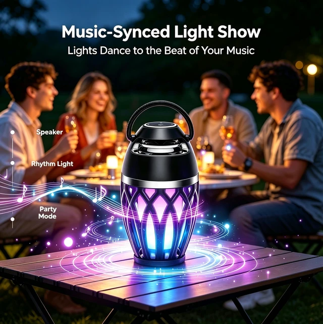 Alt view image 2 of 7 - Outdoor Bluetooth Speaker LED Flame Lantern Portable Wireless Audio Speaker Dual Light Modes: Flame & RGB Lights, Rechargeable, HD Stereo Sound Speaker Wireless for Patio Camping Backyard (2 Pack)