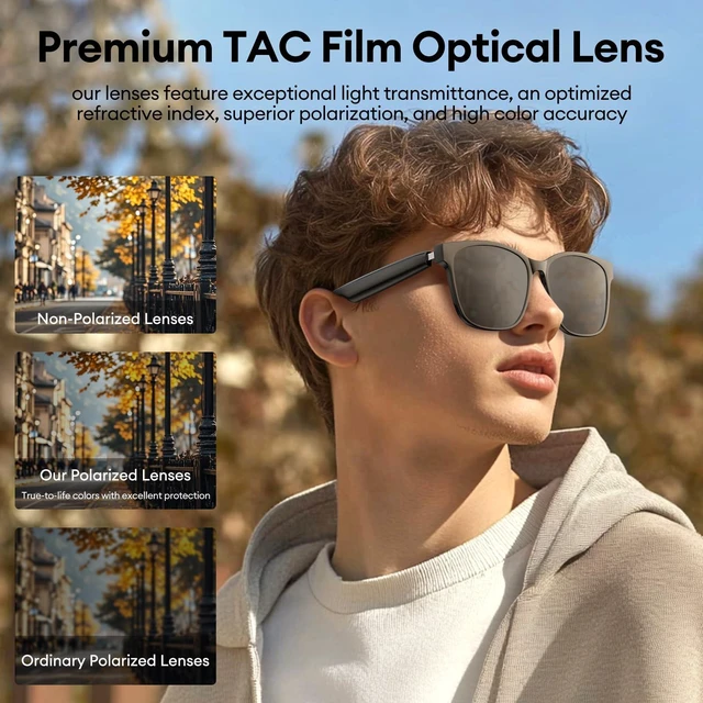 Alt view image 4 of 7 - AI Smart Glasses, Bluetooth 6.0 Translation Glasses 144 languages and accents Bluetooth Glasses Blue Light Filtering Lenses, Travel Meeting Trade Business HY-C8 Black