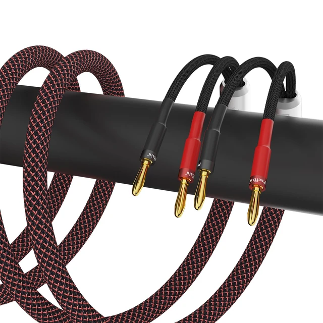 Alt view image 3 of 7 - HiFi OFC Pure Copper Speaker Cables, Red-Black, 10 feet/13AWG for Audiophiles