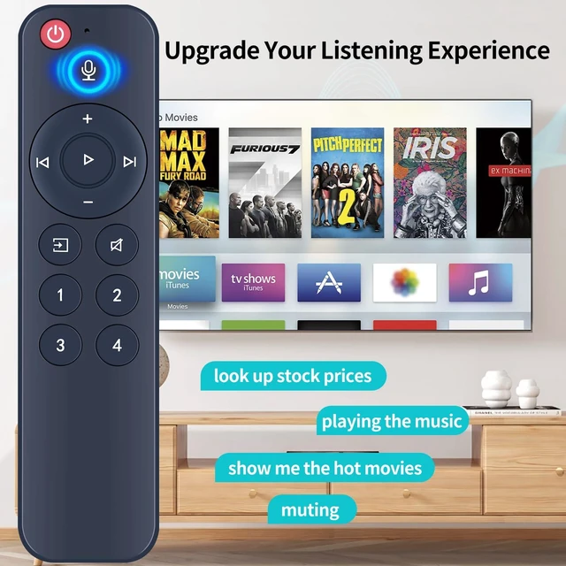 Alt view image 2 of 7 - Voice Replacement Remote for WiiM Mini AirPlay 2 Pro Plus and Pro Audio Streamer, Push-to-Talk, 4 Music Preset Buttons