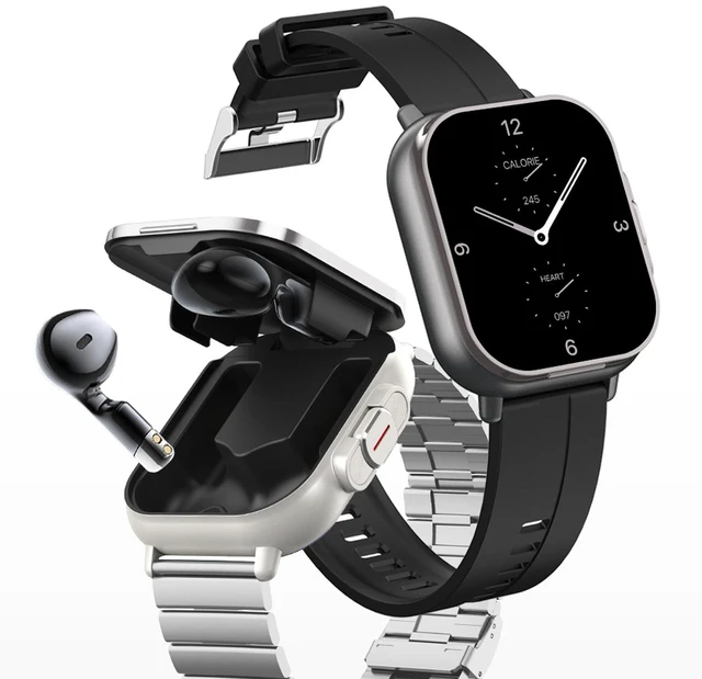 Alt view image 6 of 7 - Smartwatch with Earbuds, Earbuds Watches with Silicone Band, 2.01 Inch Screen, Tracker Watch with Earbuds Inside, Support NFC, IP67, Charging