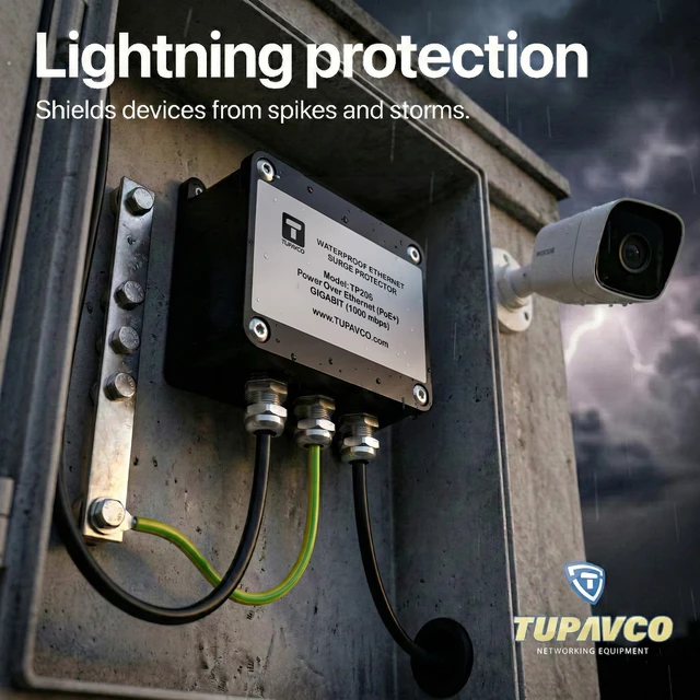 Alt view image 2 of 6 - Waterproof Ethernet Surge Protector Gigabit & PoE++ compatible and for outdoor use, handles up to 1000 Mbps speeds