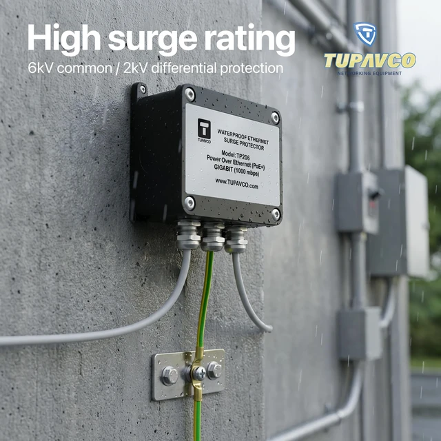 Alt view image 3 of 6 - Waterproof Ethernet Surge Protector Gigabit & PoE++ compatible and for outdoor use, handles up to 1000 Mbps speeds