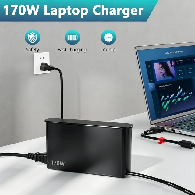 Alt view image 6 of 6 - 170W Charger Fit for Lenovo Laptop 170W AC Adapter for Lenovo Legion Slim 5 5i Yoga Pro 9i Lenovo ThinkPad P1 P16 IdeaPad Pro 5 Lenovo LOQ ADL170SCC3A 4X20S56697-20V 8.5A
