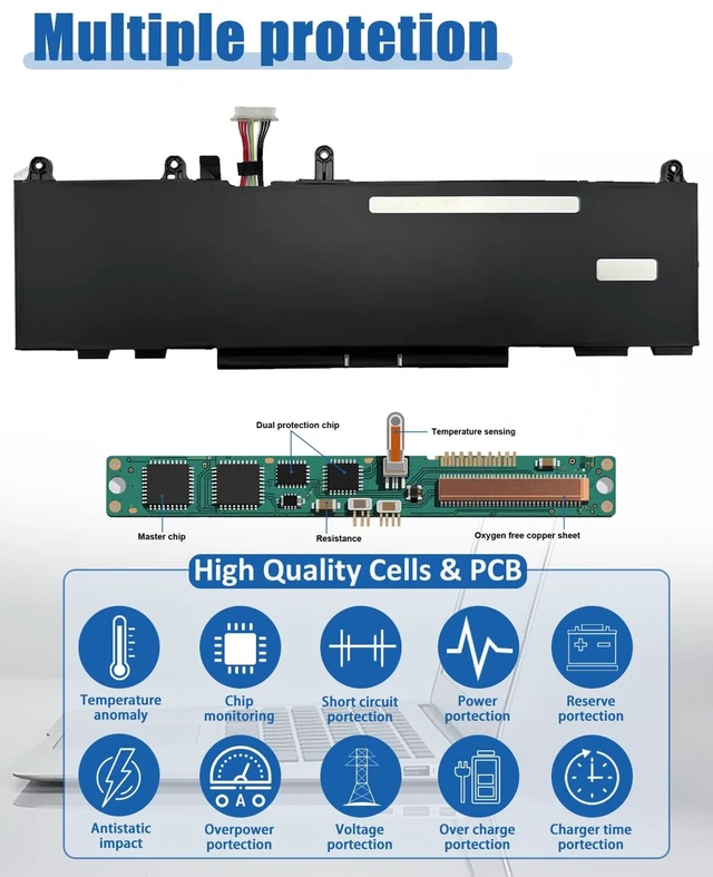Alt view image 7 of 7 - 51.3Wh WP03XL M73466-005 Battery for HP EliteBook 830 835 840 845 860 865/ G9 835 840 845 860 865 G10 / EliteBook x360 1040 G9 G10 Series M73466-005 M64305-421 L78555-005 - 11.58V 4249mAh