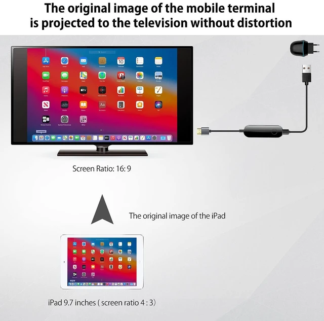 Alt view image 5 of 6 - iOS Wireless HDMI Display Adapter (iOS only), Streaming Device for All iPhone Models to TV, HD Video and Audio Sync, Streaming Mirroring YouTube Tiktok to TV, Not Support Netflix