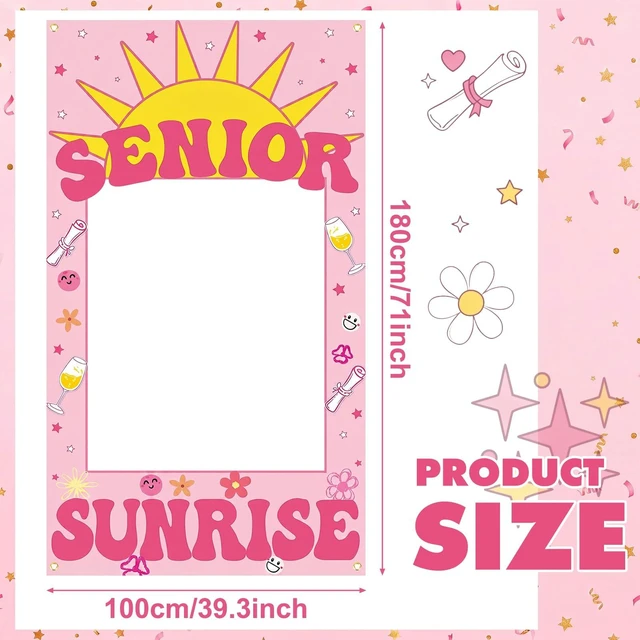 Alt view image 2 of 7 - Senior Sunrise Photo Props Senior 2027 Photo Frame 2027,Square Lightweight Polyester, Printed Bright Color, 39 x 71 Inch, First Day of School, Photo Booth Backdrop, Welcome Party Supplies