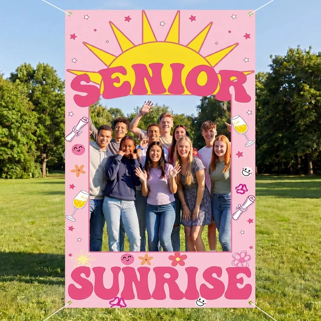 Alt view image 4 of 7 - Senior Sunrise Photo Props Senior 2027 Photo Frame 2027,Square Lightweight Polyester, Printed Bright Color, 39 x 71 Inch, First Day of School, Photo Booth Backdrop, Welcome Party Supplies