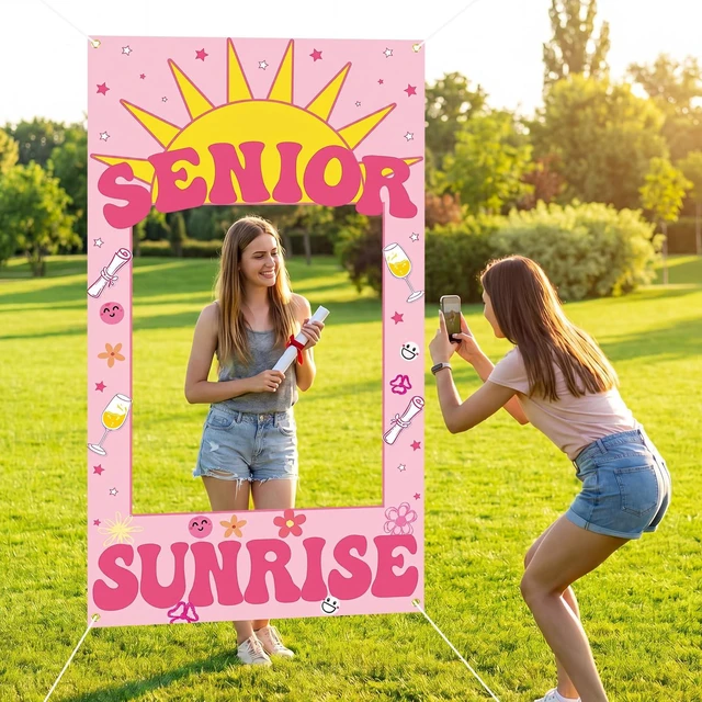 Alt view image 6 of 7 - Senior Sunrise Photo Props Senior 2027 Photo Frame 2027,Square Lightweight Polyester, Printed Bright Color, 39 x 71 Inch, First Day of School, Photo Booth Backdrop, Welcome Party Supplies