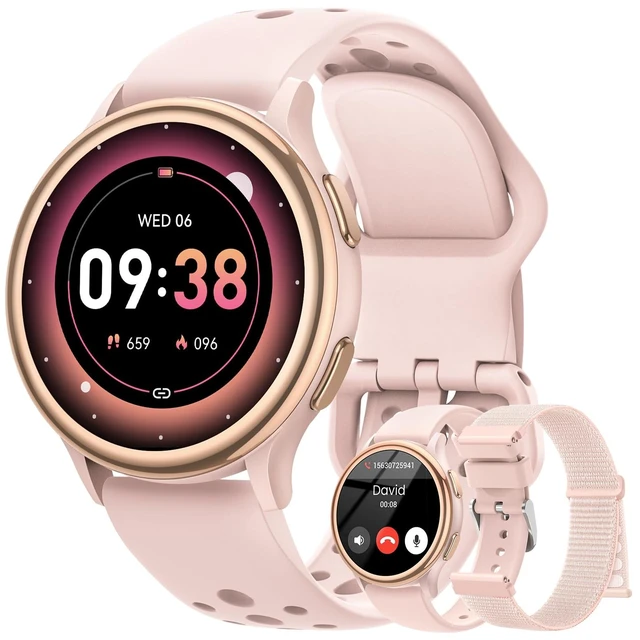 Main image of Smart Watches for Women(Answer/Make Calls), 1.27'' AMOLED Screen Activity Trackers with Heart Rate/Sleep/SpO2 Monitor, Smartwatch for iPhone/Samsung/Android, 120+ Sport Modes IP68 Fitness Watch Pink
