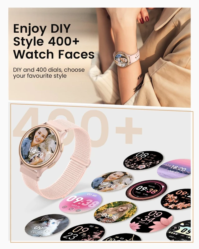 Alt view image 2 of 7 - Smart Watches for Women(Answer/Make Calls), 1.27'' AMOLED Screen Activity Trackers with Heart Rate/Sleep/SpO2 Monitor, Smartwatch for iPhone/Samsung/Android, 120+ Sport Modes IP68 Fitness Watch Pink