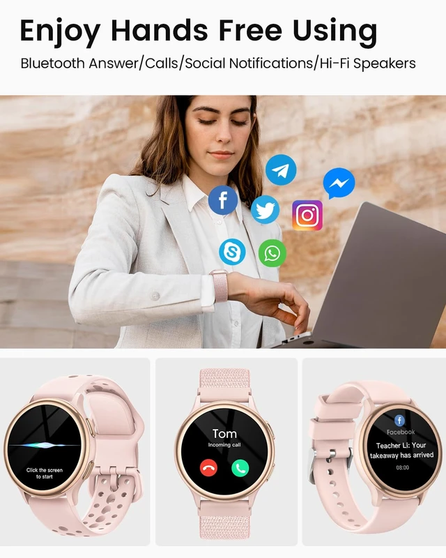 Alt view image 3 of 7 - Smart Watches for Women(Answer/Make Calls), 1.27'' AMOLED Screen Activity Trackers with Heart Rate/Sleep/SpO2 Monitor, Smartwatch for iPhone/Samsung/Android, 120+ Sport Modes IP68 Fitness Watch Pink