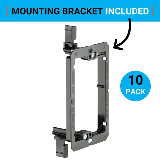 Alt view image 3 of 7 - 2 Port Keystone Wall Plate, 10 Pack with Mounting Brackets - White 2 Port RJ45 Keystone Wall Plate for Ethernet, Cat6 & Other Keystone Jacks; Includes Low Voltage Mounting Brackets, 10 Pack