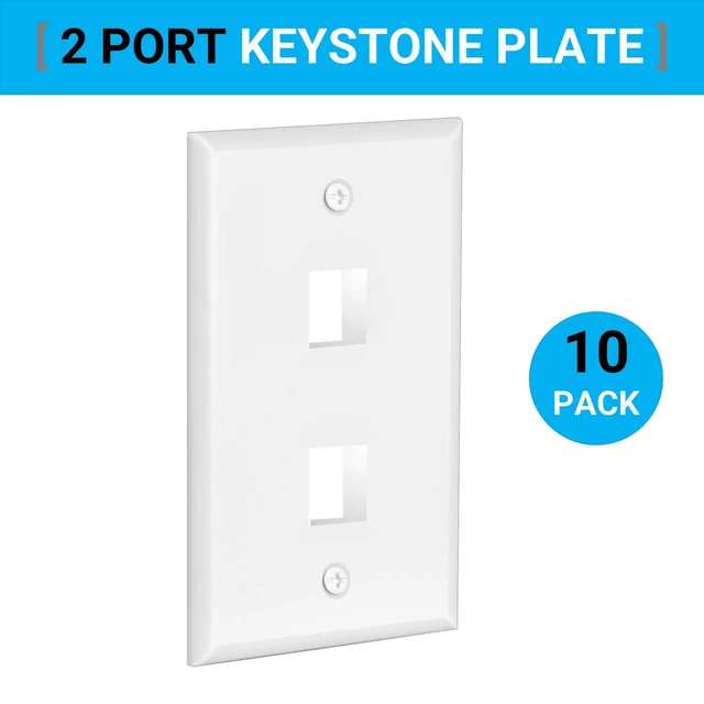 Alt view image 4 of 7 - 2 Port Keystone Wall Plate, 10 Pack with Mounting Brackets - White 2 Port RJ45 Keystone Wall Plate for Ethernet, Cat6 & Other Keystone Jacks; Includes Low Voltage Mounting Brackets, 10 Pack