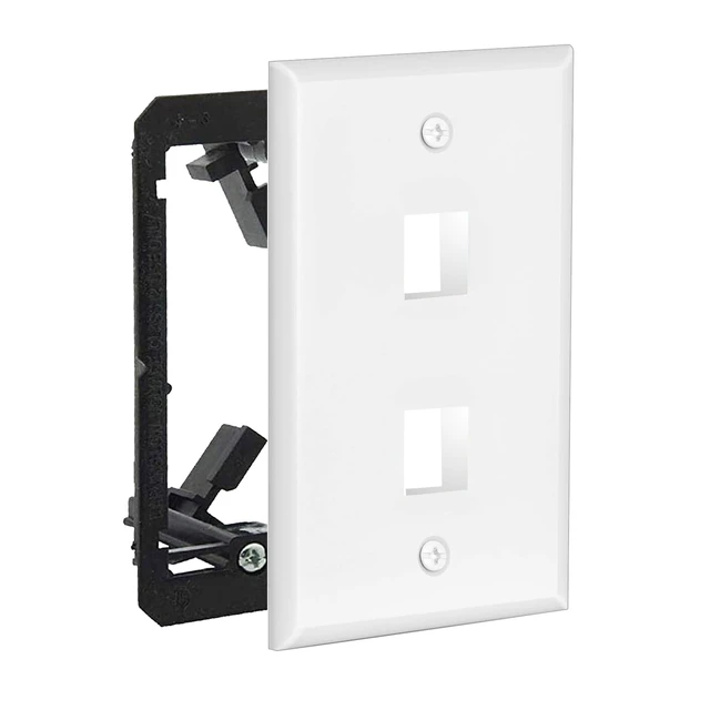 Alt view image 7 of 7 - 2 Port Keystone Wall Plate, 10 Pack with Mounting Brackets - White 2 Port RJ45 Keystone Wall Plate for Ethernet, Cat6 & Other Keystone Jacks; Includes Low Voltage Mounting Brackets, 10 Pack