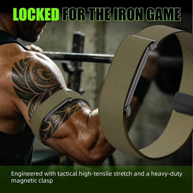 Alt view image 5 of 7 - Magnetic Bicep Band for Google Fitbit Air,Nylon Arm Strap (Army Green) Elastic Sport Armband Ankle Nylon Bicep Bands with Magnet Clasp for Women Men,Breathable Replacement Strap for Gym Running