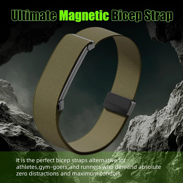 Alt view image 7 of 7 - Magnetic Bicep Band for Google Fitbit Air,Nylon Arm Strap (Army Green) Elastic Sport Armband Ankle Nylon Bicep Bands with Magnet Clasp for Women Men,Breathable Replacement Strap for Gym Running
