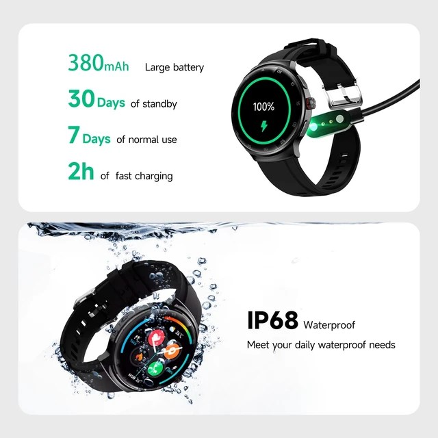 Alt view image 7 of 7 - Smart Watches for Men Women, Waterproof Fitness Tracker, 1.43'' AMOLED Touchscreen Smartwatch for Android & iPhone, 150+ Sports Modes, Heart Rate/SpO2/Stress/Sleep Monitor, 2 Bands, Black