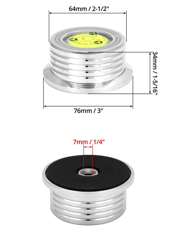 Alt view image 6 of 7 - Record Weight Phono Disc Stabilizer, 60HZ Record Weight Stabilizer, with Bubble Leveling (60Hz, Silver)