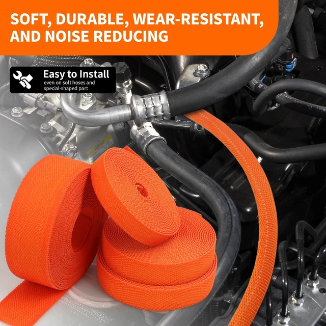 Alt view image 4 of 7 - Heat Shrink Braided Sleeving, 16ft Automotive Wire Harness Wrap, High Temp Abrasion Resistant Wiring Cable Protection Protection & Organizing (Orange, 30mm1 1/4" )