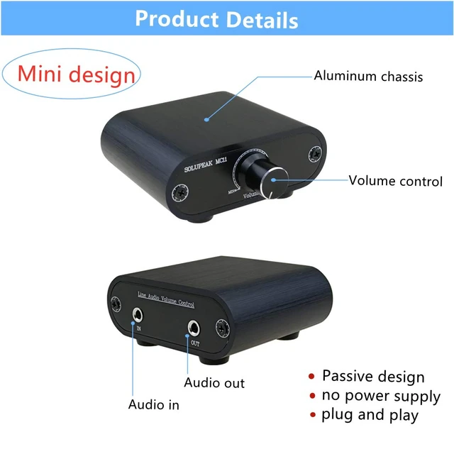 Alt view image 6 of 7 - 3.5 mm Audio Volume Controller, line Volume Control Box, 1/8" aux mini Inline attenuator knob -MC11
