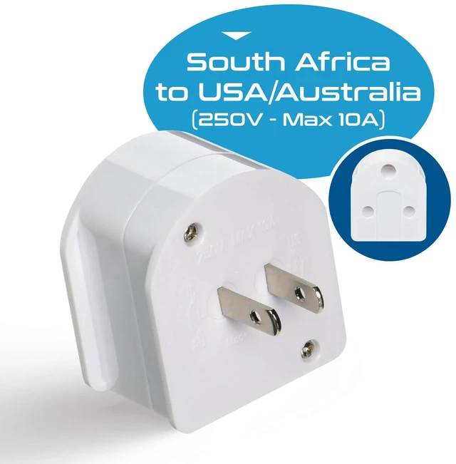 Alt view image 3 of 7 - South Africa to USA/Australia Plug Adapter Type M to Type A/I Converter for Canada, Australia, China, Japan Perfect for Phone, Laptop and Other Dual Voltage Chargers - CE & RoHS Certified