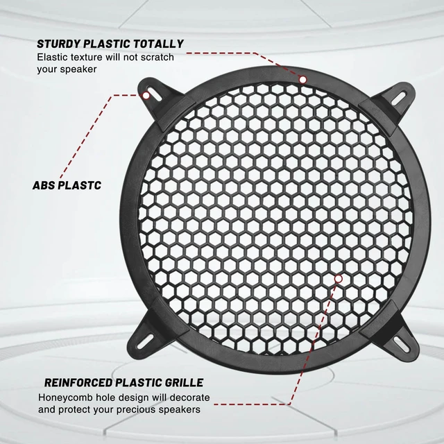 Alt view image 5 of 7 - 8 Inches Speaker Grill Cover: Plastic Honeycomb Hole Subwoofer Grill Cover Protector, Car Audio Speaker Grill Cover,(Pack of 2)
