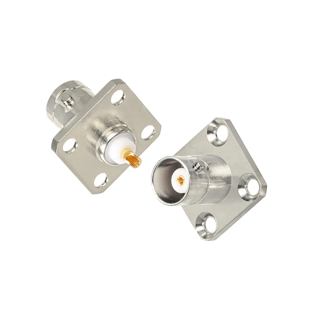 Alt view image 2 of 5 - BNC Connectors BNC Female Jack 4 Hole Flange Panel Chassis Mount Coaxial Solder Connector 5pcs