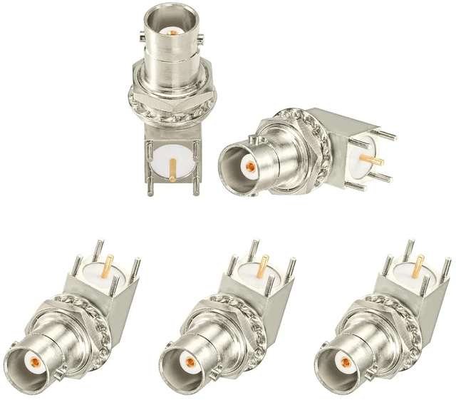 Main image of BNC Connector BNC Female Bulkhead Solder PCB Mount Right Angle Connector for CCTV Systems Monitoring Transceiver etc. 5pcs