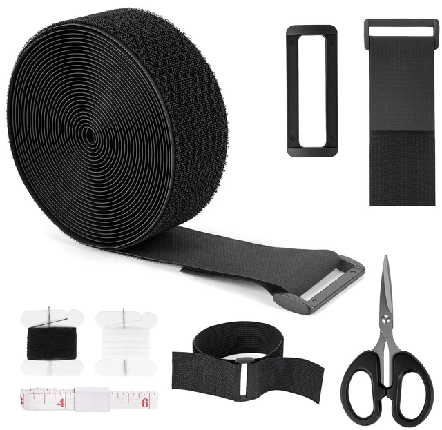 Main image of Premium Hook and Loop Cinch Straps, Black Nylon, 2 Inch x 15 Feet, Heavy Duty With 15 Buckles, Reusable Cable Ties for Organization, Storage