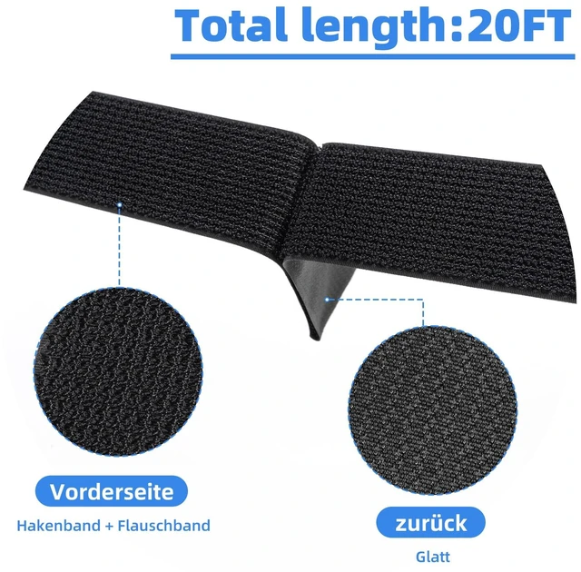 Alt view image 4 of 7 - Premium Hook and Loop Cinch Straps, Black Nylon, 2 Inch x 15 Feet, Heavy Duty With 15 Buckles, Reusable Cable Ties for Organization, Storage