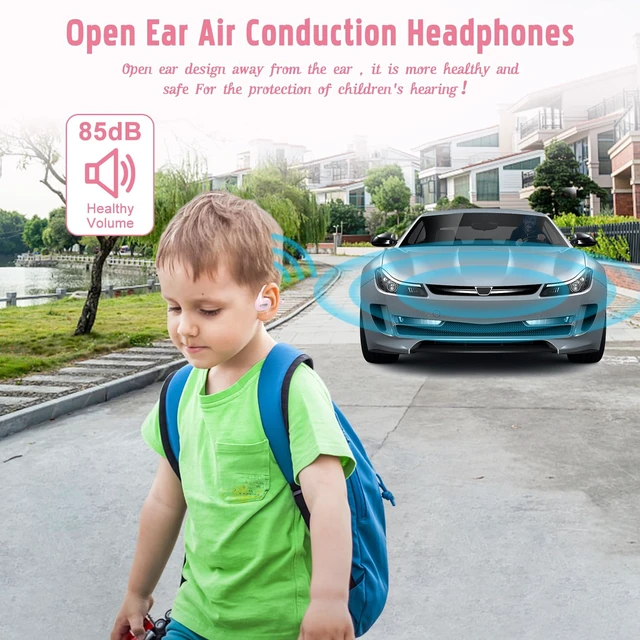 Alt view image 2 of 7 - Kids Headphones, Open Ear Headphones for Teens Child Boys Girls Wireless Bluetooth 5.4 Headset w/ Built-in Mic for School/Tablet/Travel, 13g Ultra-Light, 85dB Protect Hearing, 10H Playtime