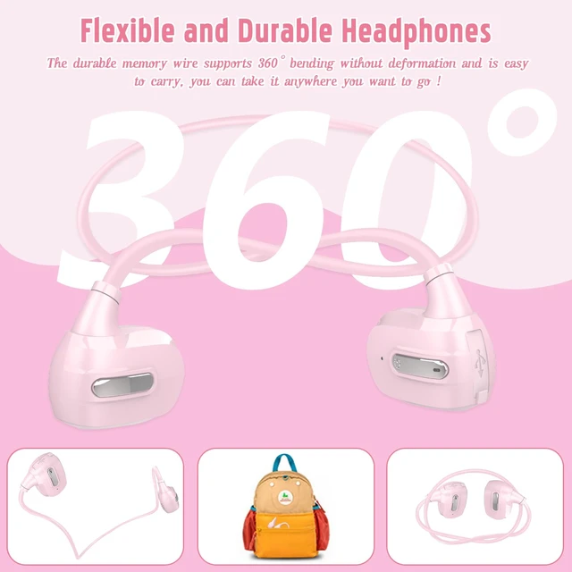 Alt view image 4 of 7 - Kids Headphones, Open Ear Headphones for Teens Child Boys Girls Wireless Bluetooth 5.4 Headset w/ Built-in Mic for School/Tablet/Travel, 13g Ultra-Light, 85dB Protect Hearing, 10H Playtime