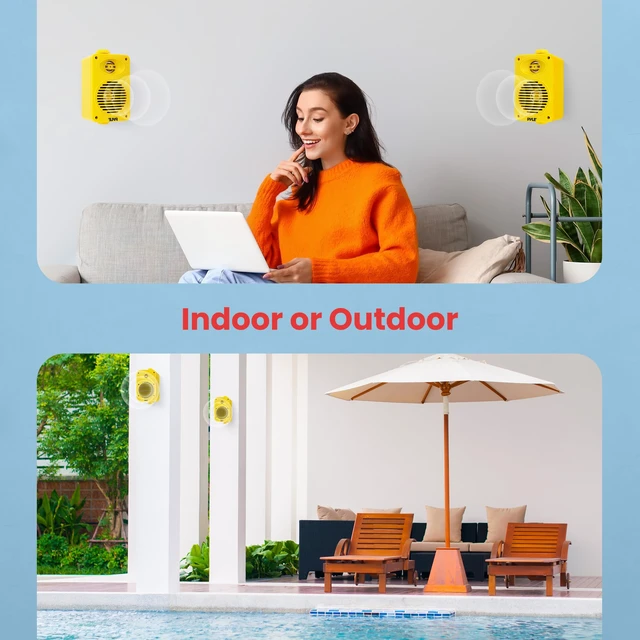 Alt view image 4 of 7 - 3.5" 2-Way Waterproof Bluetooth Indoor/Outdoor Speaker ½ High Compliance Polymer Tweeter, Compact Marine Deck/Poolside Sound System (Yellow)
