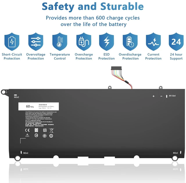 Alt view image 4 of 6 - PW23Y Laptop Battery Compatible with Dell XPS 13 9360 P54G002 13-9360-D1605G 13-9360-D1605T 13-9360-D1609 13-9360-D1609G 13-9360-D1705G Series Compatible with TP1GT RNP72 0RNP72 0TP1GT