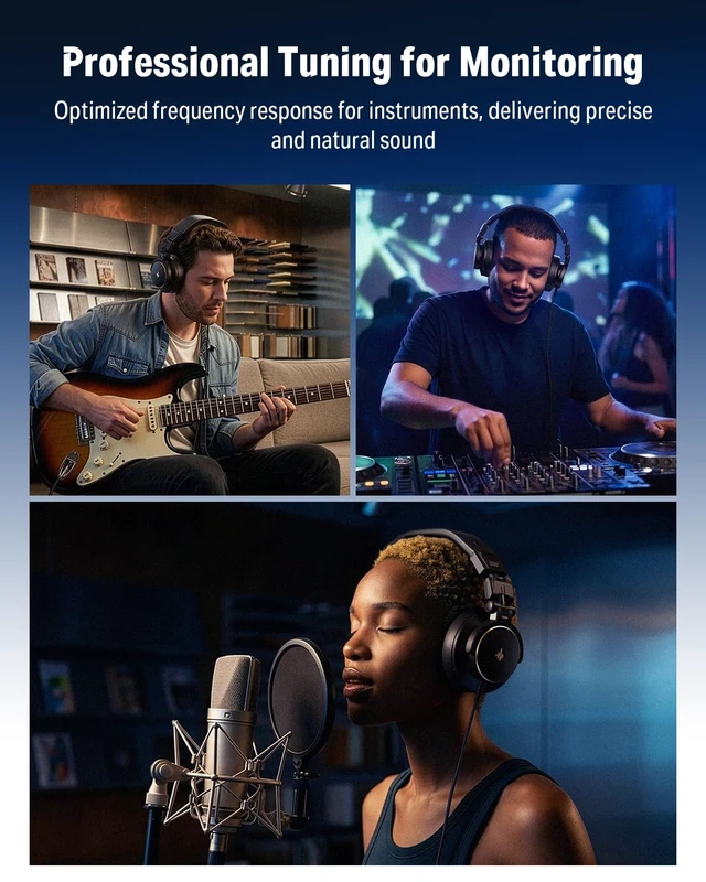 Alt view image 4 of 7 - MH1 Monitor Headphones for Electronic Drum Set, Drummer Headphones for Electric Drum Kit, Wired Audio Isolation Headphones for Recording