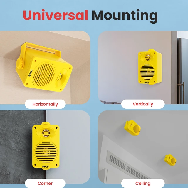 Alt view image 5 of 7 - 3.5" 2-Way Waterproof Bluetooth Indoor/Outdoor Speaker ½ High Compliance Polymer Tweeter, Compact Marine Deck/Poolside Sound System (Yellow)