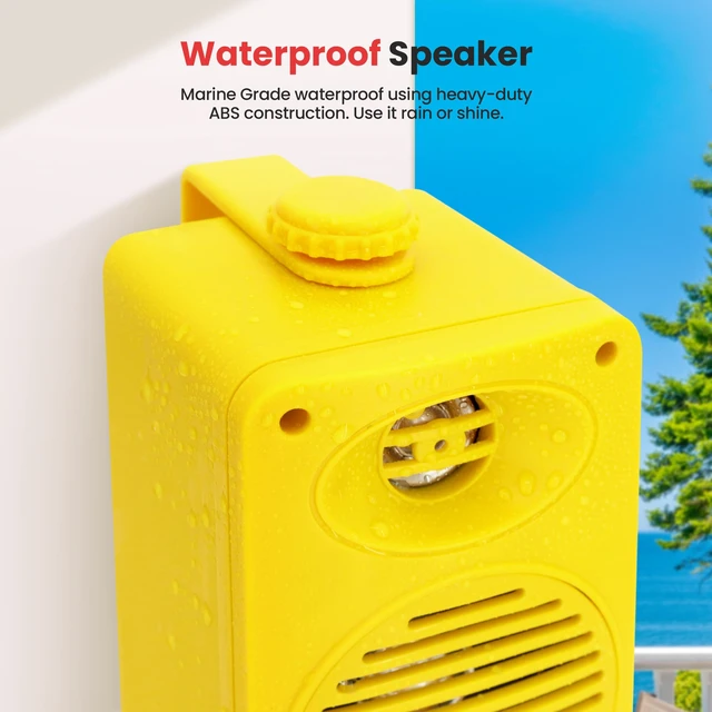Alt view image 6 of 7 - 3.5" 2-Way Waterproof Bluetooth Indoor/Outdoor Speaker ½ High Compliance Polymer Tweeter, Compact Marine Deck/Poolside Sound System (Yellow)