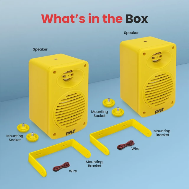 Alt view image 7 of 7 - 3.5" 2-Way Waterproof Bluetooth Indoor/Outdoor Speaker ½ High Compliance Polymer Tweeter, Compact Marine Deck/Poolside Sound System (Yellow)