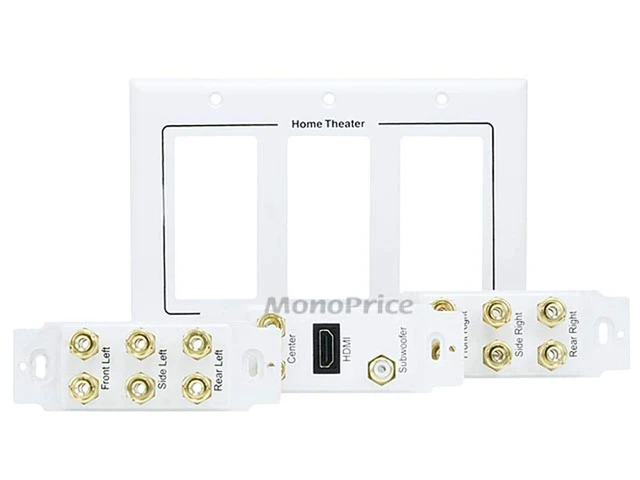 Alt view image 4 of 4 - 3-Gang 7.1 Surround Sound Distribution Wall Plate w/ HDMI