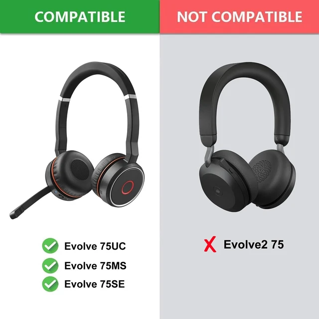 Alt view image 2 of 7 - Cooling Gel Earpads for Jabra Evolve 75 Headset Also for Jabra Evolve 75(75UC 75MS 75SE)Headset(Do not fit Jabra Evolve2 75 PC),Earpads and Mic Foam Replacement