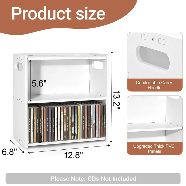 Alt view image 4 of 7 - Stackable Double-Layer CD Storage Rack, Holds 58 CD Cases Stackable double-layer CD storage rack holds 58 CD cases, saves space, and makes a gift for music lovers and collectors
