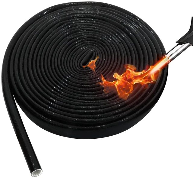 Main image of Silicone Wire Heat Shield Sleeve for Automotive, 9/16" I.D. x10FT, Black Fireproof silicone fiberglass, high temperature wire heat shield sleeve for automotive electroheat component and hose