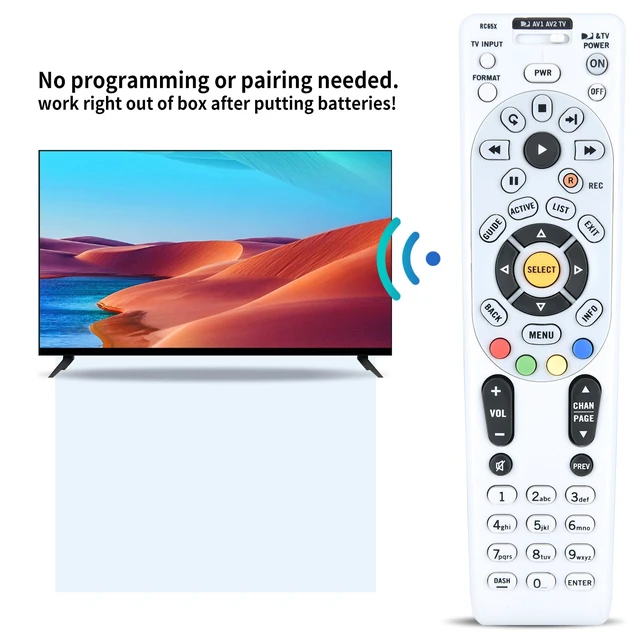 Alt view image 4 of 7 - Replacement IR Remote Control for DIRECTV RC65 / RC65X / RC65RX / RC66 / RC66X 4-Device LCD LED HDTV A/V Receiver, Compatible with H20 HR20 H21 HR21 HR22 H23 HR23 H24 HR24 H25 R15 R16 R22 D11 D12