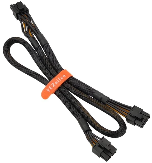 Main image of PCIe Cable - 8 Pin Male to Dual 8 Pin (6+2) Male Power Adapter, Sleeved 25-inch+9-inch (63cm+23cm) for Seasonic PSUs