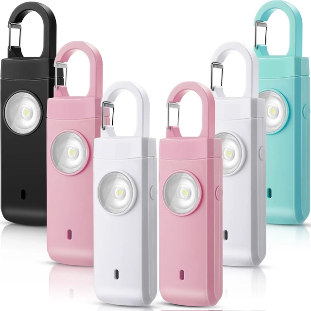 Main image of 6 Pcs 130 dB Personal Safety Alarm for Women, Multicolor, Snap Rechargeable Safety Loud Siren with LED Strobe Light, Low Battery Notice, Personal Alarm Keychains Gifts for Mom Girl